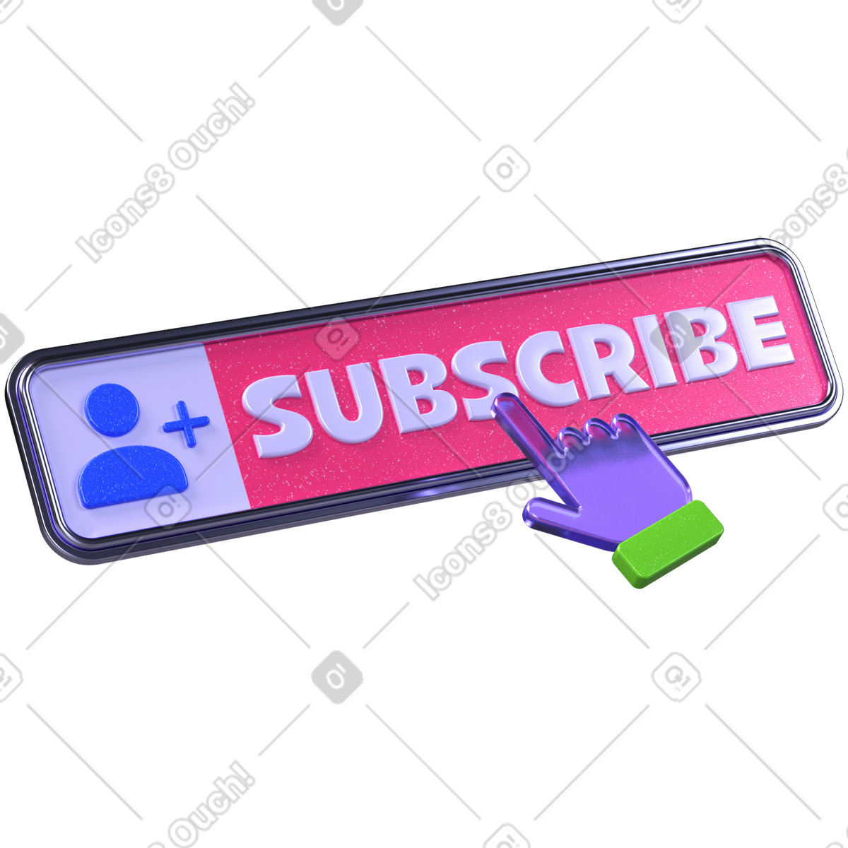 Ilustração de Cursor clicando no botão inscrição, ingressando canal do usuário ou assinando o boletim informativo em estilo 3D Boost para baixar em PNG, SVG