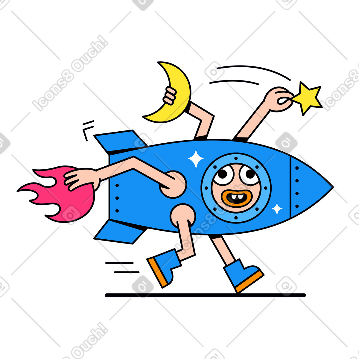 Start up launch illustrazione animata in stile Droll scaricabile in GIF, Lottie (JSON), AE