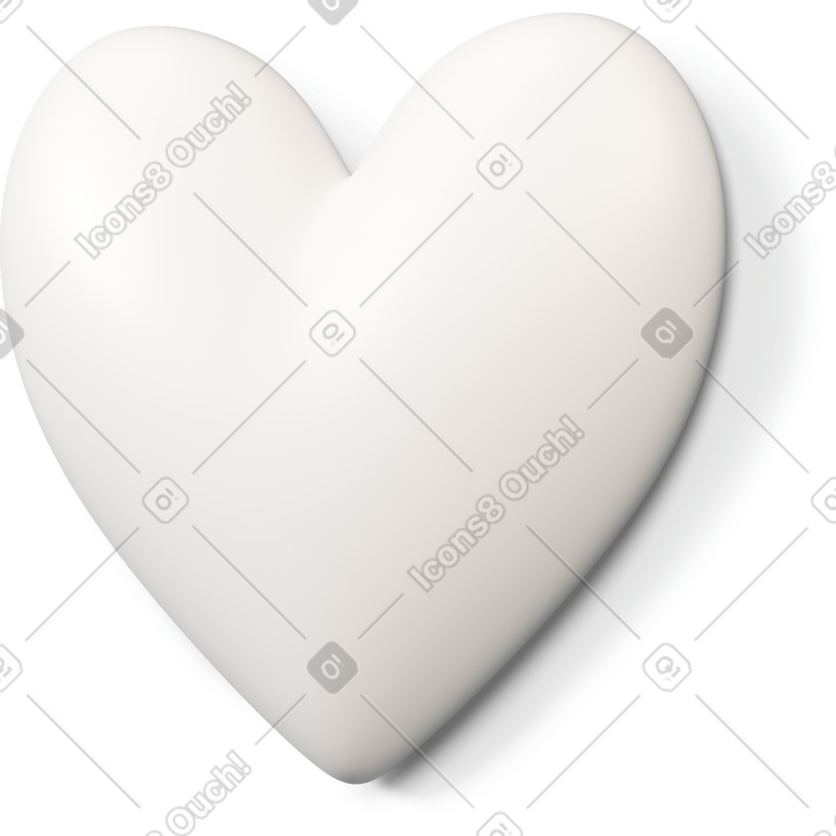 Weißes herz-symbol nach links gedreht-Illustration im 3D Buddy-Stil als Download in PNG, SVG