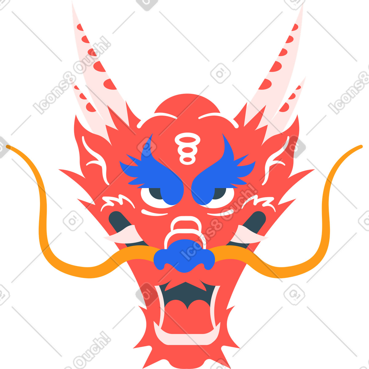 下载 Kingdom 风格的 中国龙头 插画，支持 PNG、SVG 格式