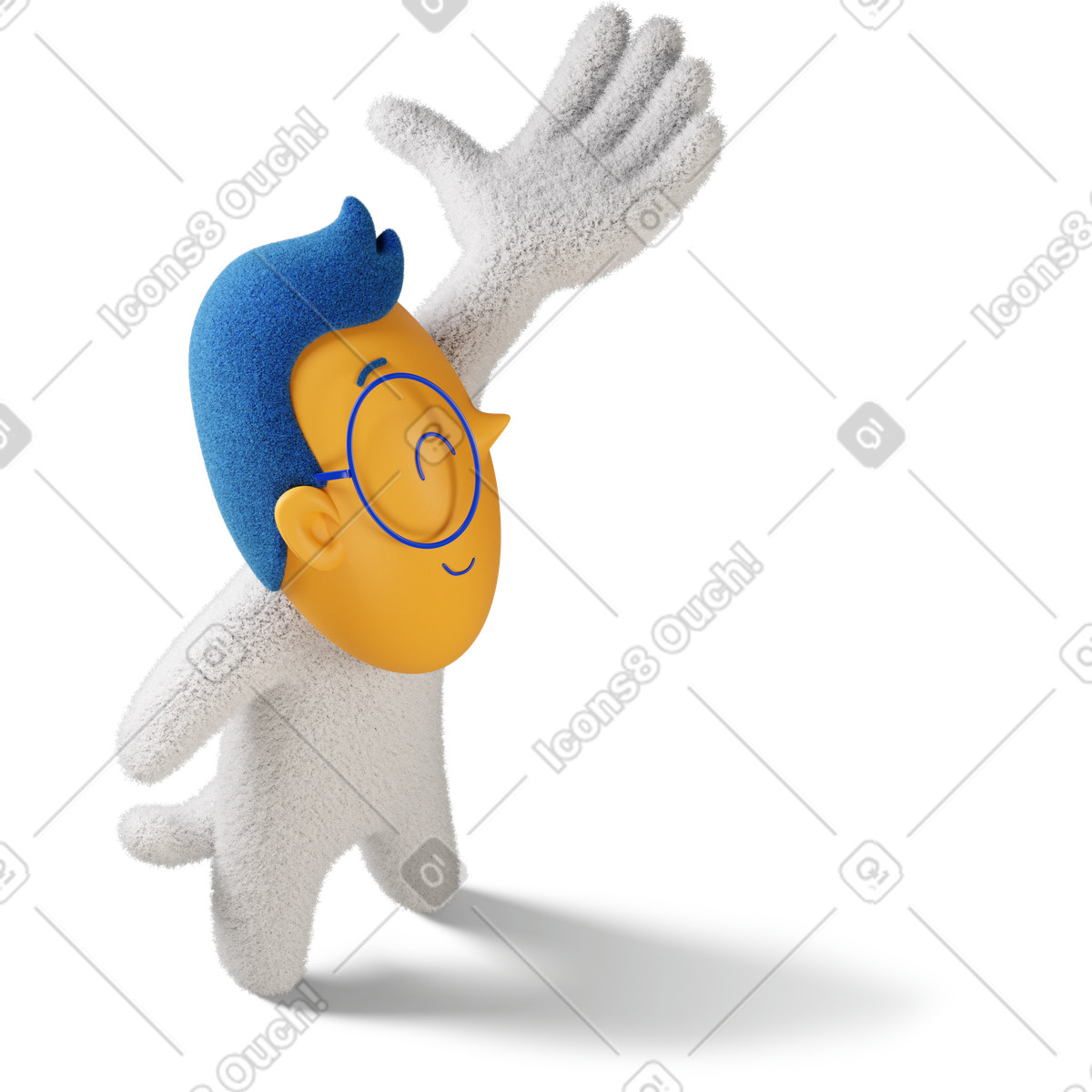 3D Buddy スタイルの 右に握手を提供している男の子の側面図 のイラストをPNG、SVG形式でダウンロード