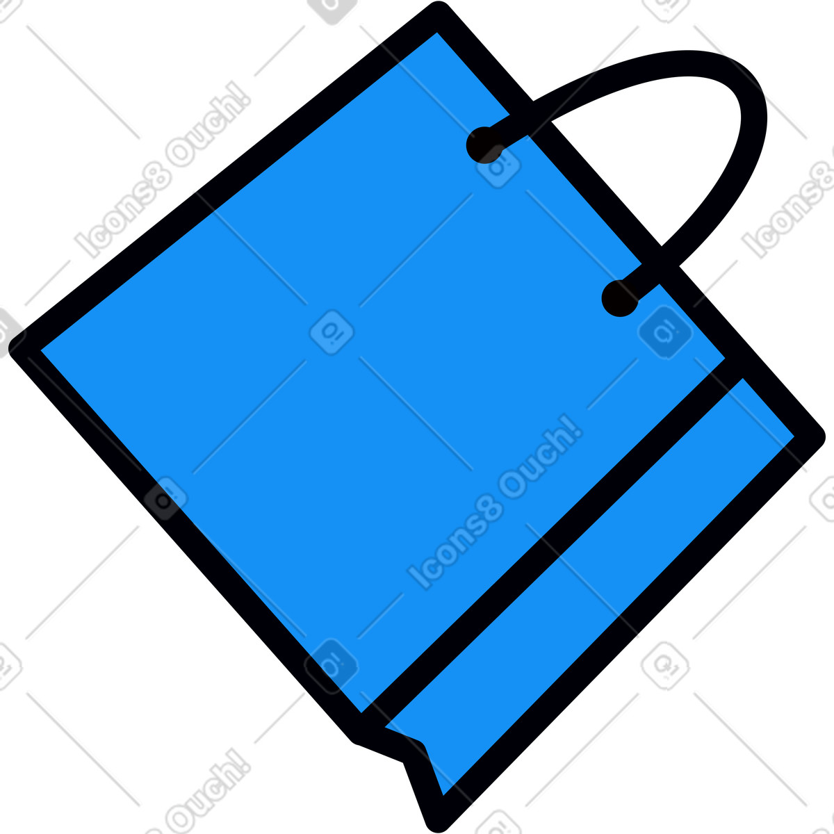 Droll スタイルの ブルーショッピングバッグ のイラストをPNG、SVG形式でダウンロード