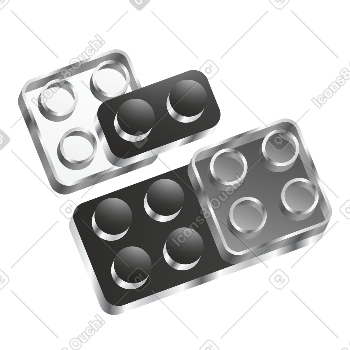 Workflow planning as connected metallic building blocks illustration in Token style download in PNG, SVG