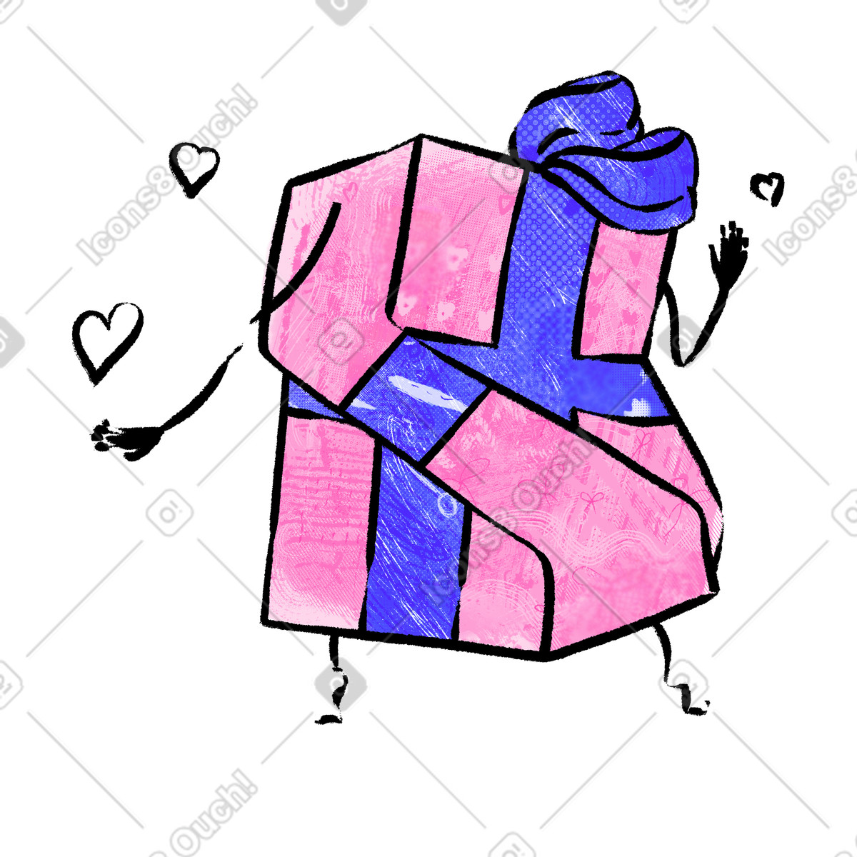 Ilustración Caja de regalo sorprendida mirando a su alrededor en estilo Doobry descargar en PNG y SVG
