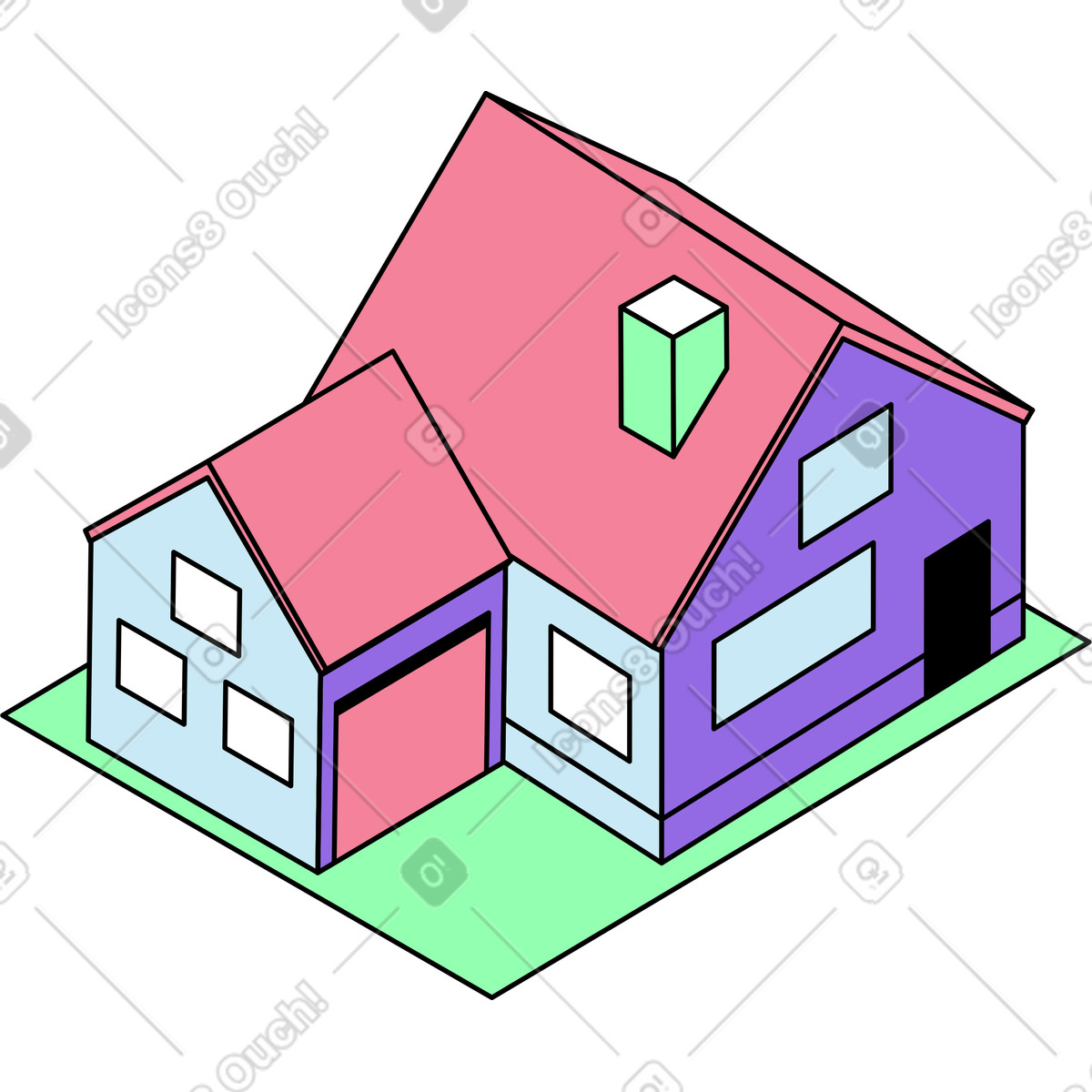 Ilustração de Casa em isometria no estilo Project para baixar PNG, SVG