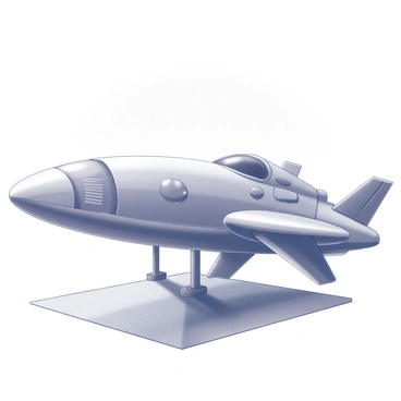 A futuristic spaceship with a smooth, rounded design. The exterior is covered in a texture resembling "bubble wrap," featuring a series of small, raised bubbles that give it a unique appearance. The spacecraft has large, oval-shaped windows integrated into the body and multiple fins extending from the sides for stability during flight. It is positioned on a launch pad surrounded by a clean, geometric landscape. The background features a distant view of a star-filled sky, hinting at the vastness of space beyond.