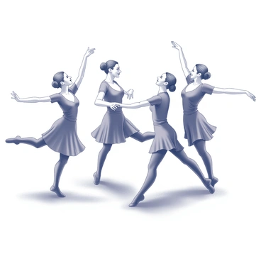 A group of dancers performing in unison on a stage. Each dancer is dressed in matching attire, showcasing coordinated movements that display their skill and precision. Their arms are raised in a fluid motion, while their feet find the rhythm of the music. The stage is illuminated, highlighting the dynamic forms of the dancers as they create intricate patterns with their bodies. The expressions on their faces reflect concentration and joy as they engage in this synchronized dance.