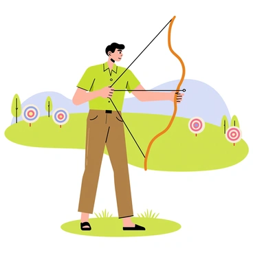 An archery instructor demonstrating the proper way to hold a bow