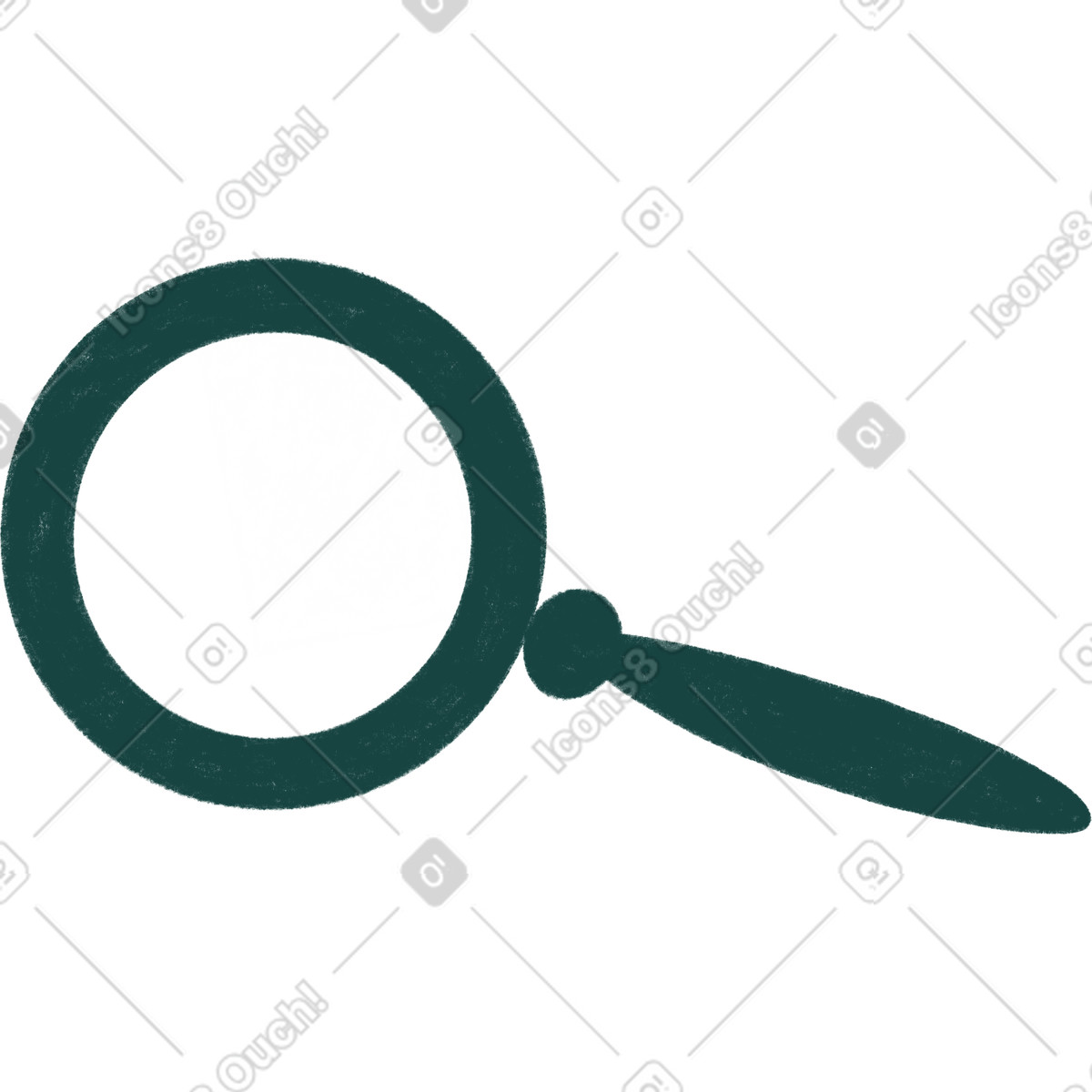 Dark green magnifying glass illustration in Tutti style download in PNG, SVG