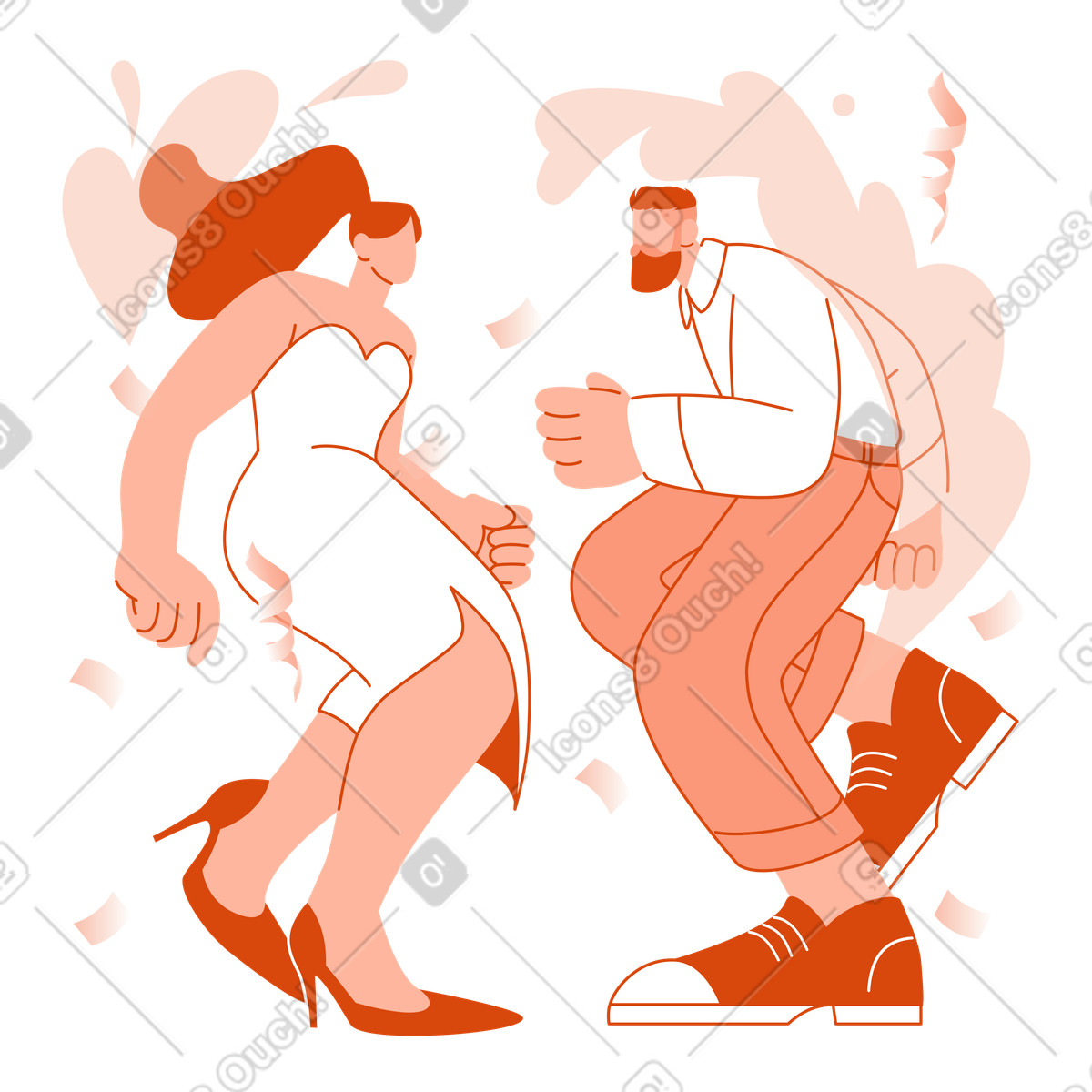 Couple dancing at festive party, Holiday celebration-Illustration im Orange-Stil als Download in PNG, SVG