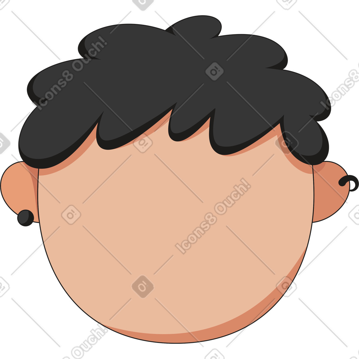 Face with curly hair illustration in Moji style download in PNG, SVG