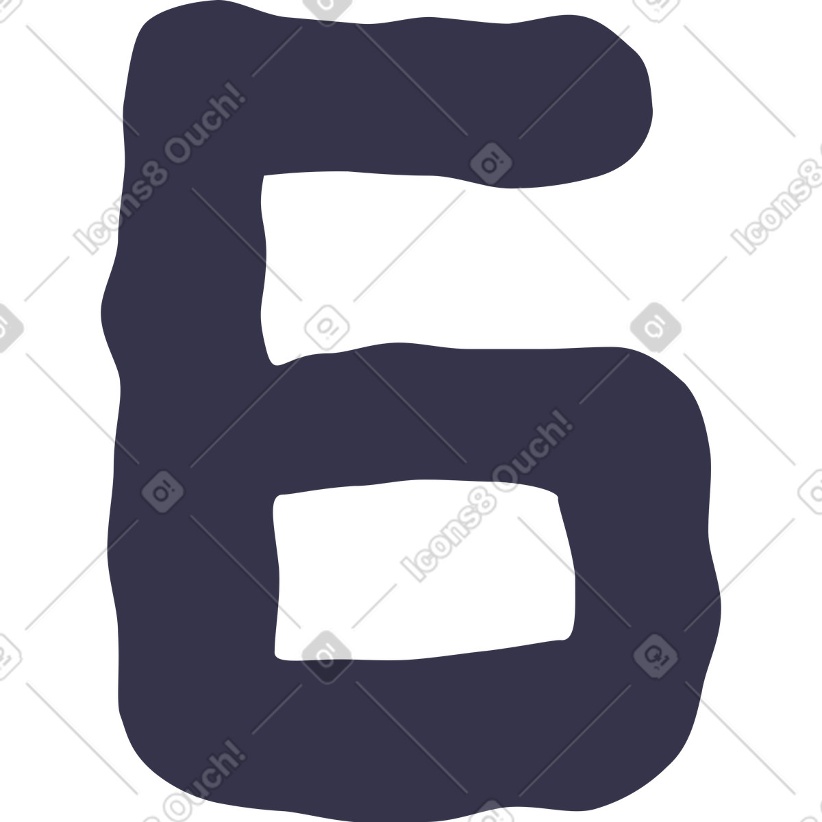 Number six illustration in Stripy style download in PNG, SVG