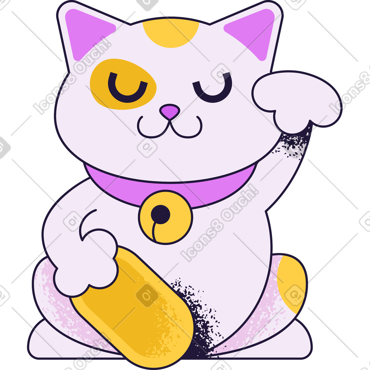 Gatto fortunato illustrazione in stile Conifer scarica in PNG, SVG