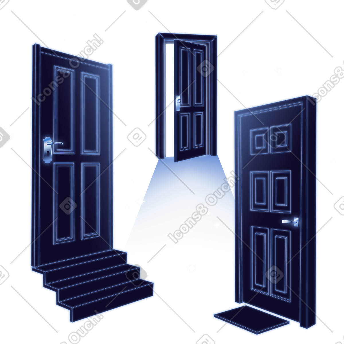下载 Dimension 风格的 Opportunity doors representing choices pathways and multiple future life directions 插画，支持 PNG、SVG 格式
