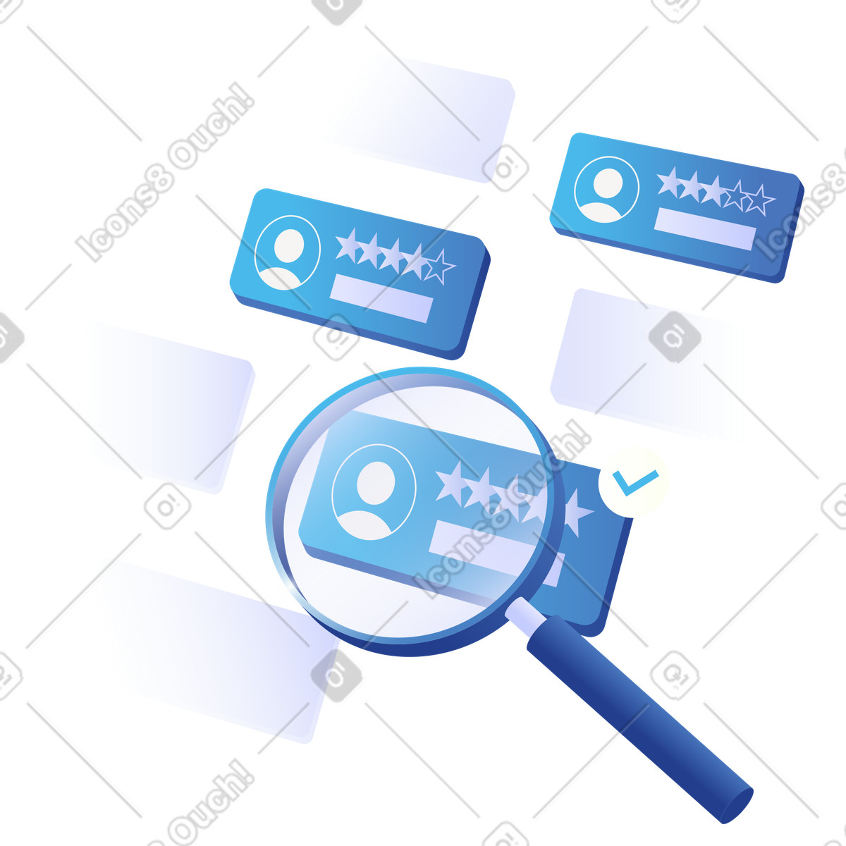 Ricerca e integrazione dei dati utente tramite intelligenza artificiale, ricerca dei dati dei clienti, informazioni utente, valutazione dei dipendenti, ricerca di curriculum, gestione dell'identità utente multipiattaforma illustration in PNG, SVG
