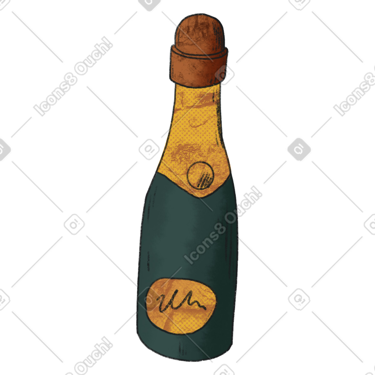 下载 Moments 风格的 Bottle of champagne 插画，支持 PNG、SVG 格式