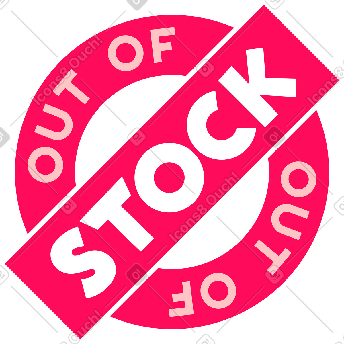 Ilustración Letras fuera de stock texto sello rosa en estilo Lettering a descargar en PNG y SVG