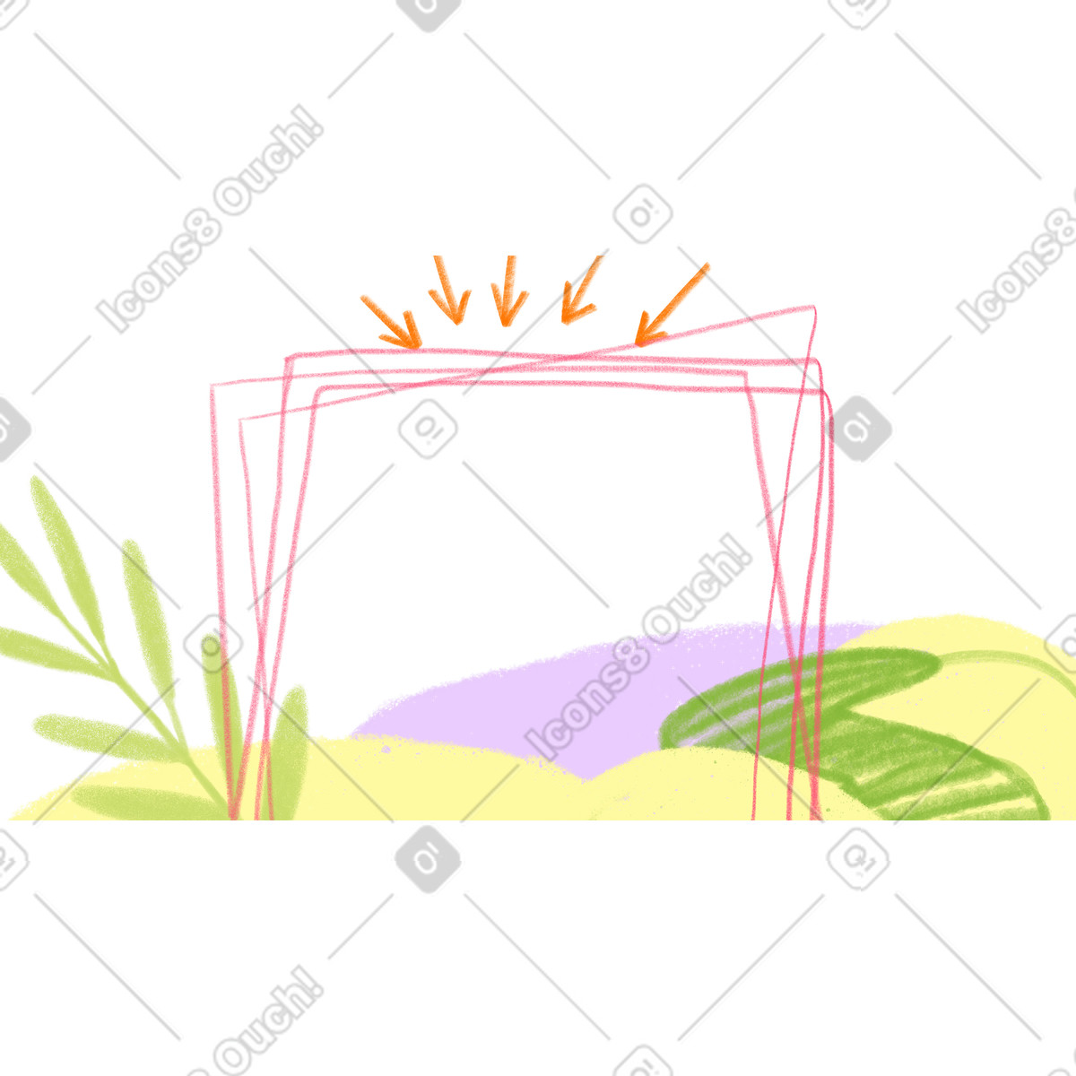 Illustration Abstrait floral avec cadre pour texte dans le style Doodle à télécharger aux formats PNG, SVG
