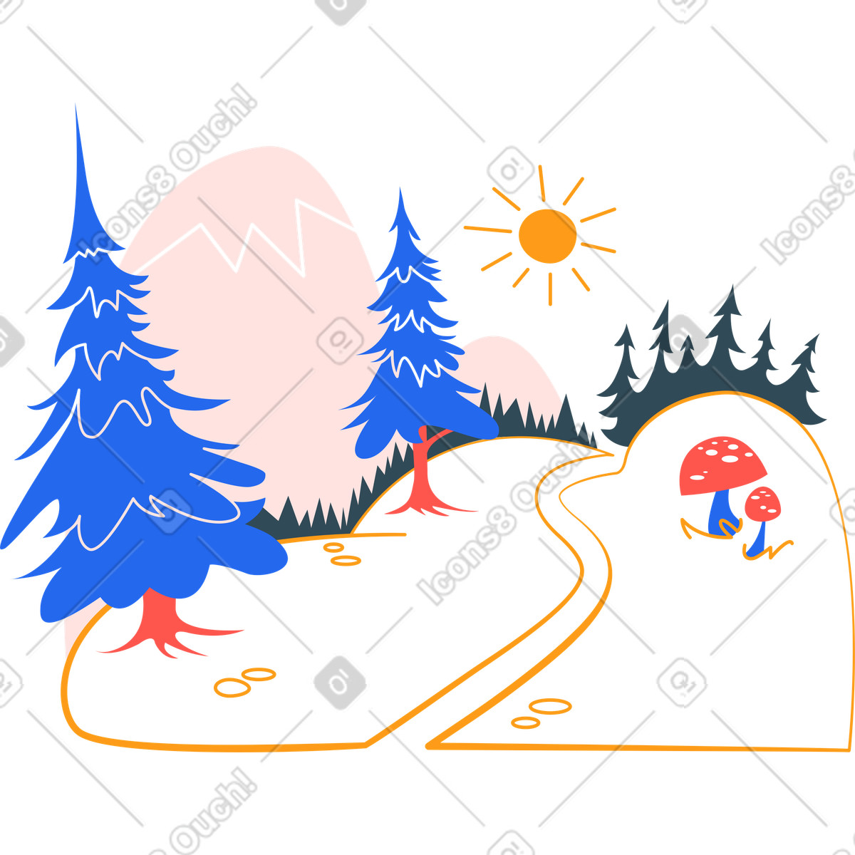 Illustration Forêt dans le style Kingdom à télécharger aux formats PNG, SVG