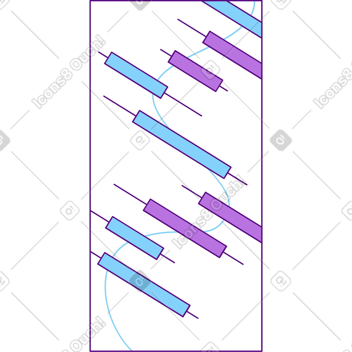 Illustration Cadre avec graphique en chandeliers dans le style Storyline à télécharger aux formats PNG, SVG