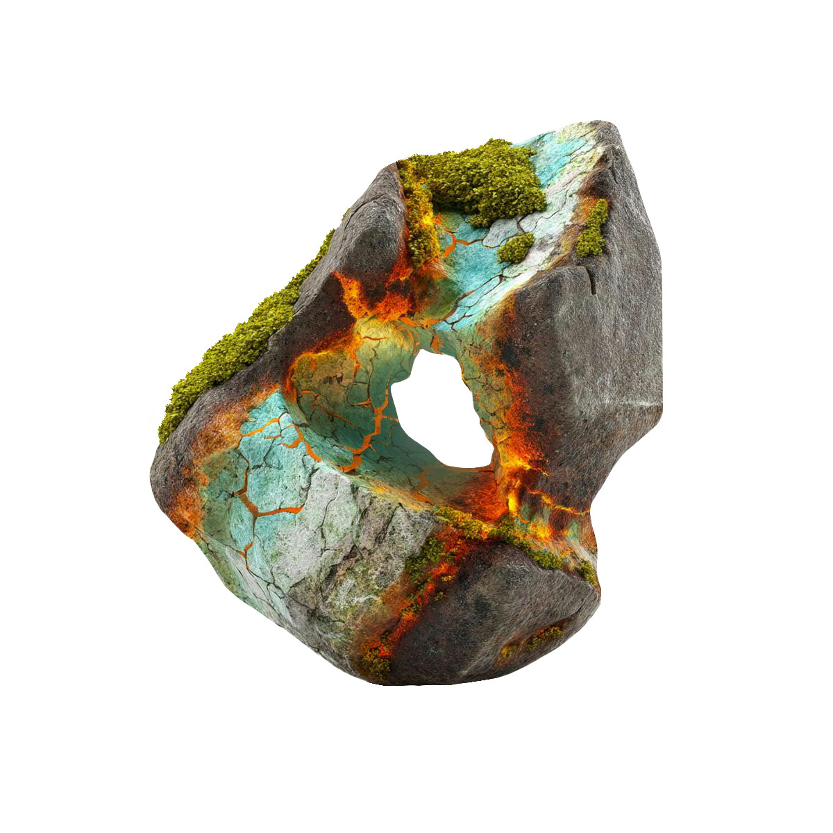 Mossy volcanic stone ring illustration in Biomorphic style download in PNG, SVG