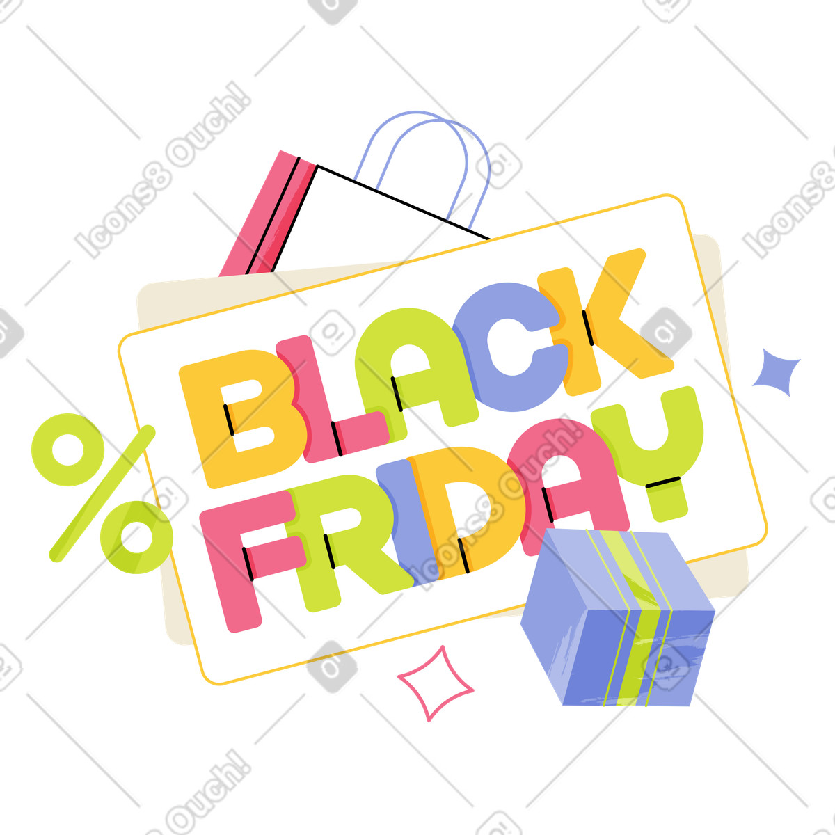 下载 Juicy 风格的 Black Friday promotion, E-commerce sale banner 插画，支持 PNG、SVG 格式