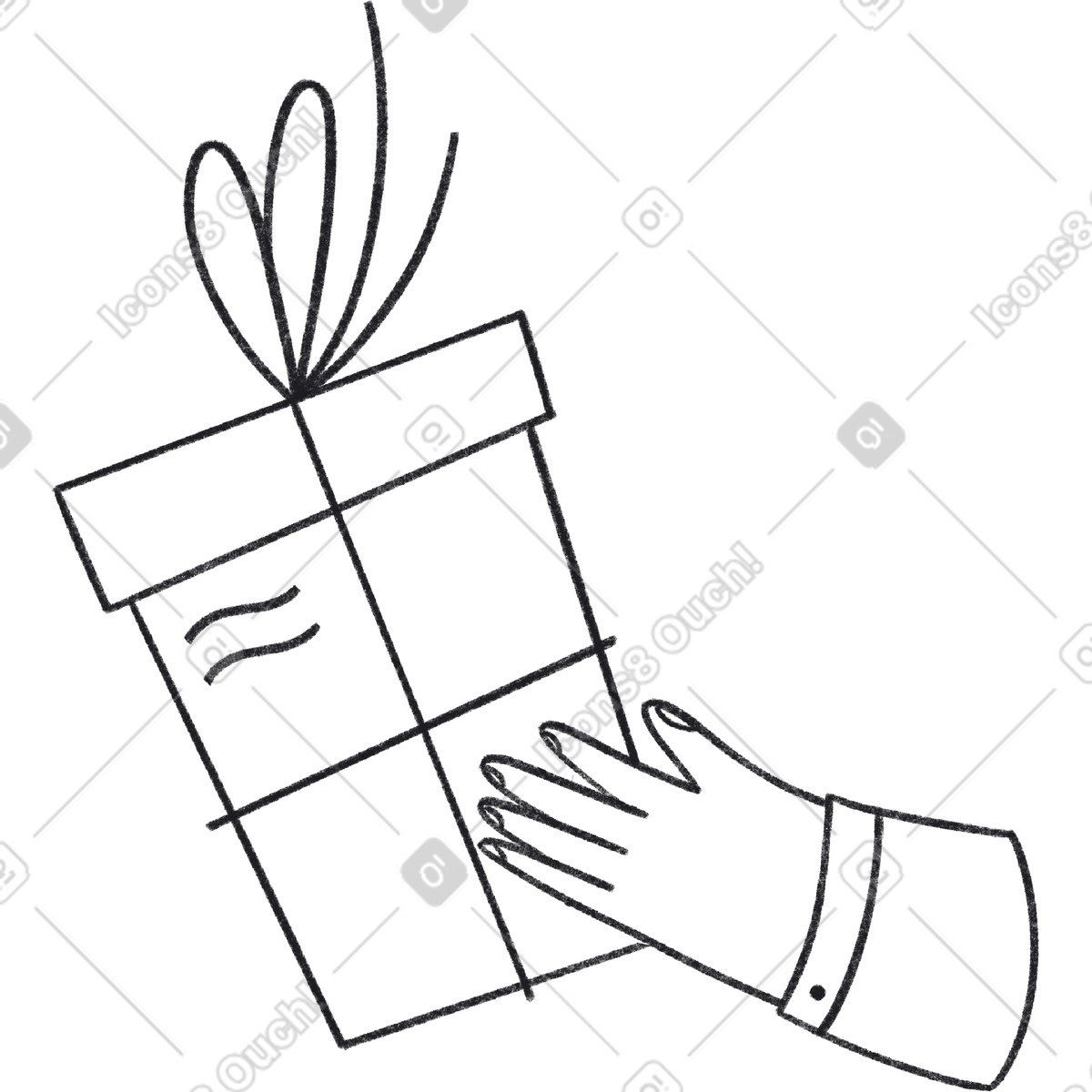 Hand holds the gift-Illustration im Bonbon Line-Stil als Download in PNG, SVG