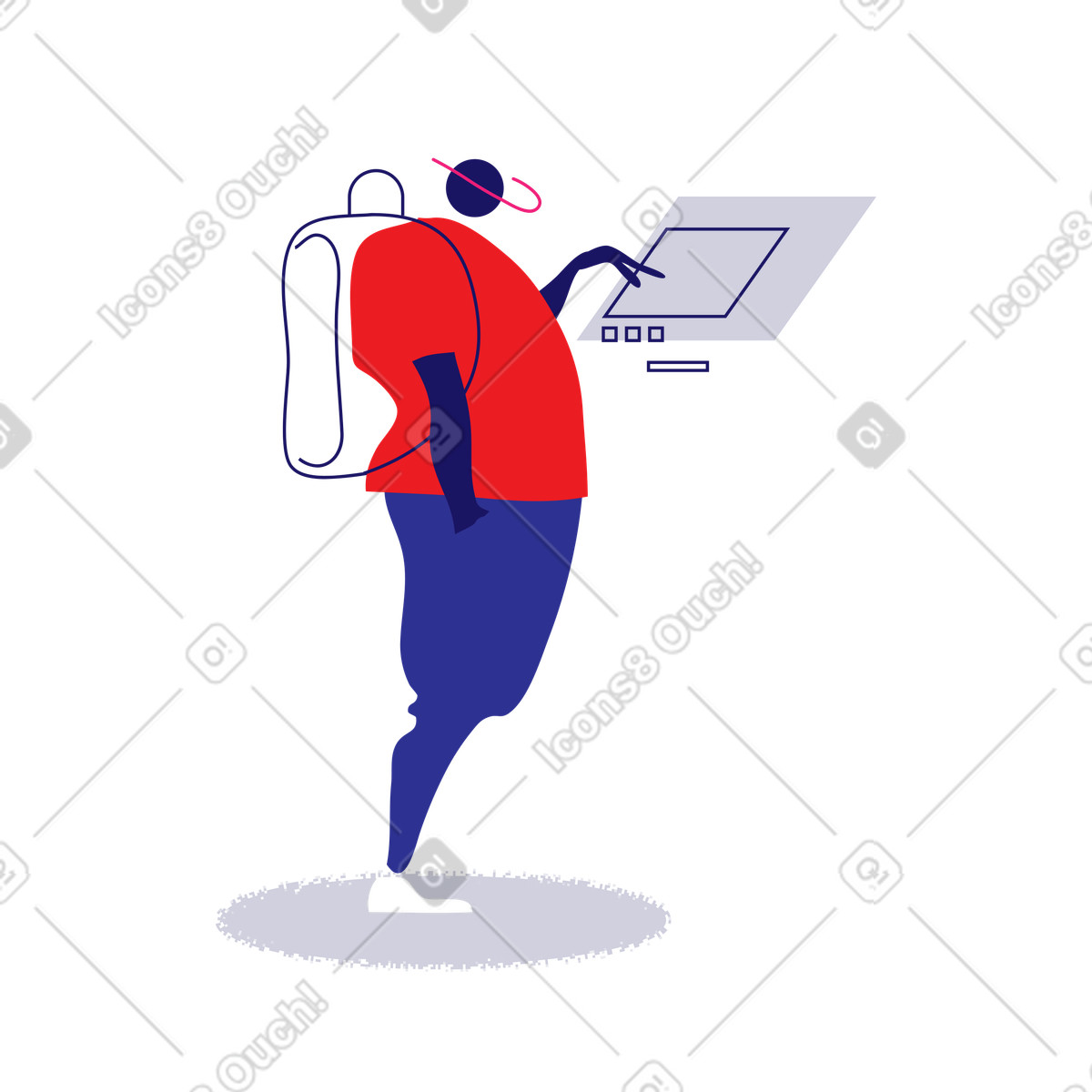 Uomo che utilizza un chiosco self-service illustrazione in stile Experimental scarica in PNG, SVG
