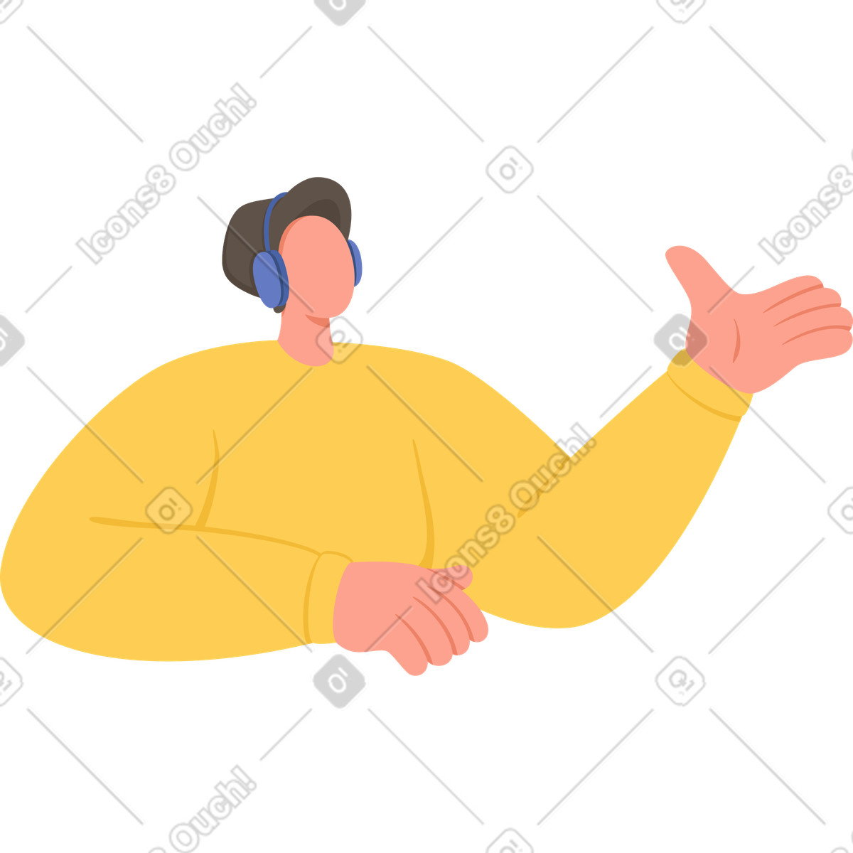 Illustration Homme avec un casque dans le style Social à télécharger aux formats PNG, SVG