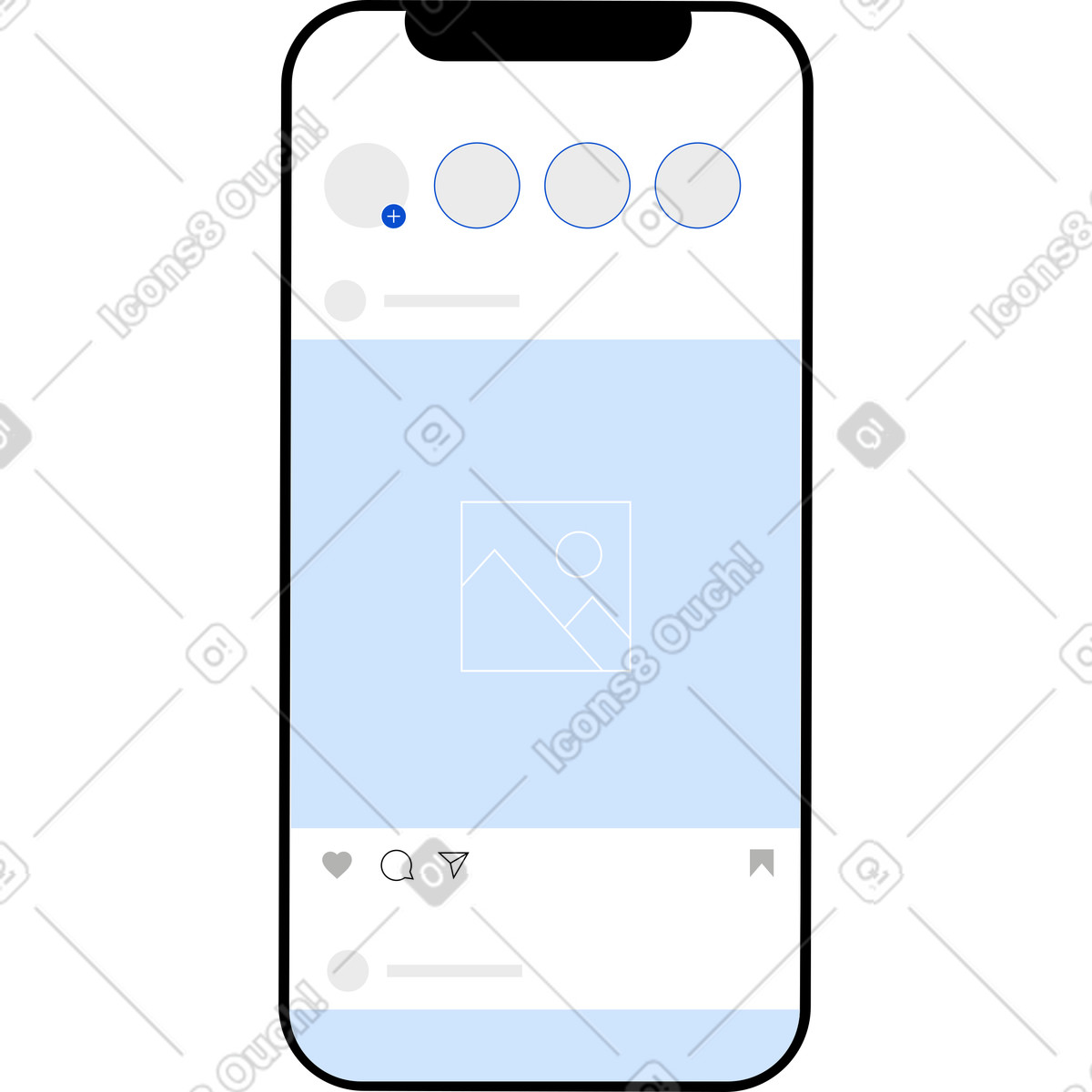 Display dello smartphone con instagram illustrazione in stile Tiny scarica in PNG, SVG
