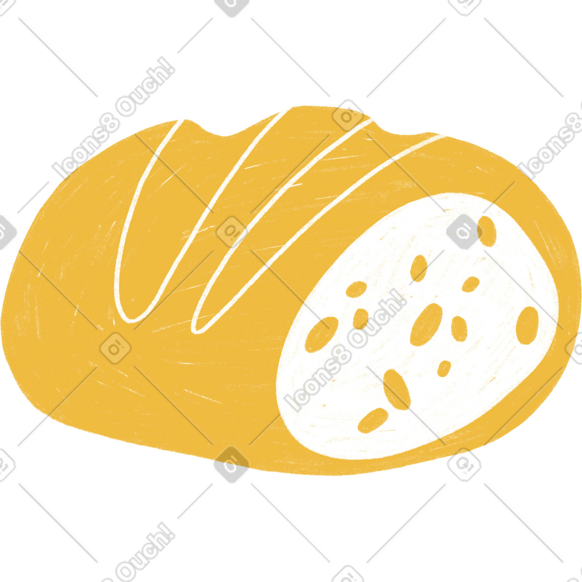 Yellow bread illustration in Tutti style download in PNG, SVG