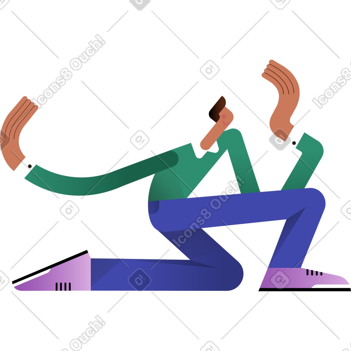 Ilustración El hombre se sienta en su rodilla y sostiene algo estilo Wavy a descargar PNG SVG