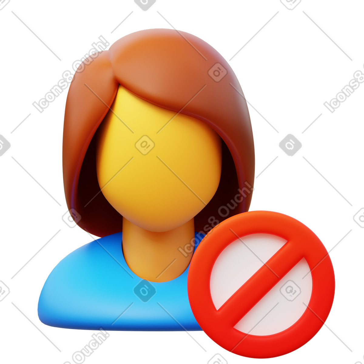Reject illustration in 3D Fluency style download in PNG, SVG