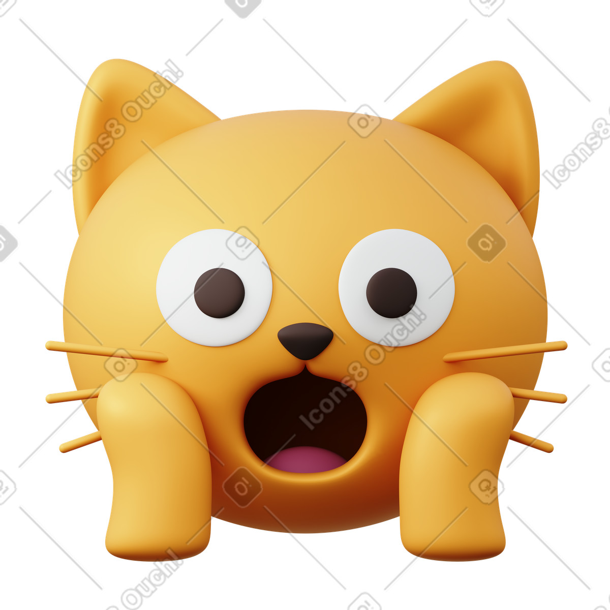 Yellow Weary Cat Emoji illustration in 3D Sugary style download in PNG, SVG