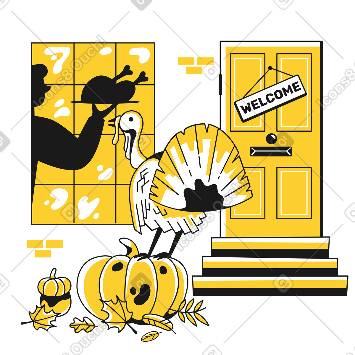 Welcome to Thanksgiving Day dinner illustration cartoon clipart and vector graphics SVG