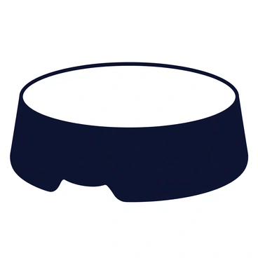 A sleek dog bowl with a minimalist design, featuring a glossy black exterior and a smooth white interior. The bowl has a round shape with clean lines and no decorations. It sits on a flat surface, reflecting a simple and modern aesthetic.