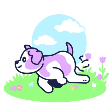 A playful puppy chasing its own tail in a grassy field.