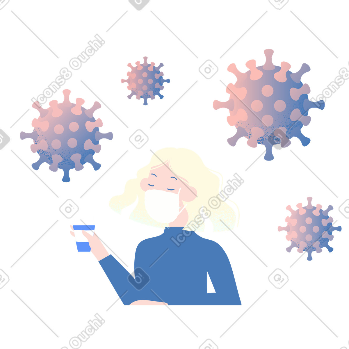 Ilustração de Use máscara! vírus está em toda parte no estilo Pale para baixar PNG, SVG