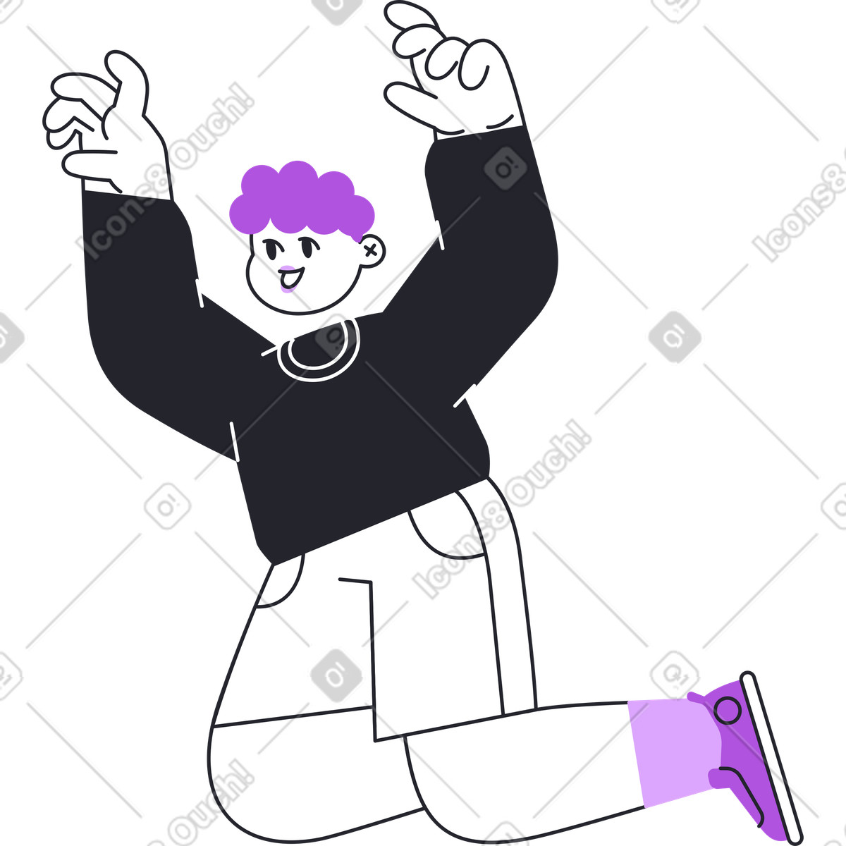Ilustración Niño sonriente con los brazos arriba en estilo Grapy a descargar en PNG y SVG