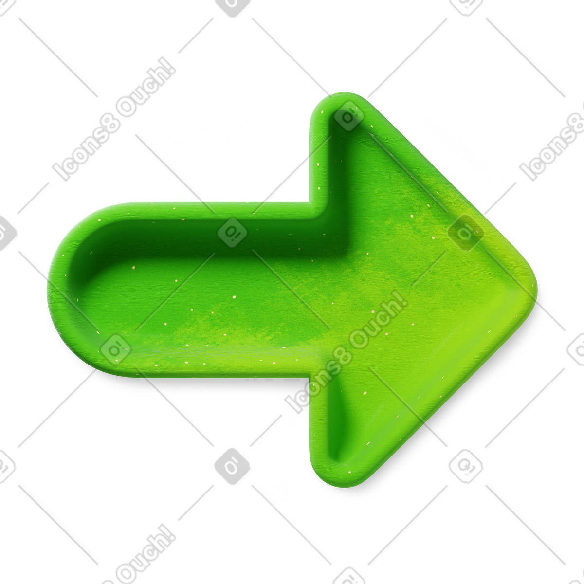 3D Microsoft Fluent illustration 스타일의 Arrow right direction symbol with bright green textured surface 일러스트레이션 PNG, SVG 다운로드