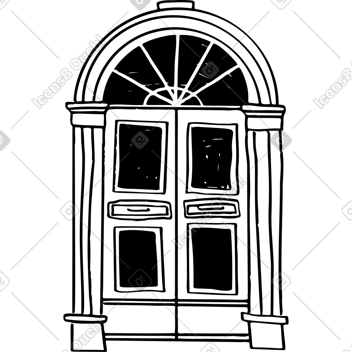 Vintage old door illustration in Marks style download in PNG, SVG