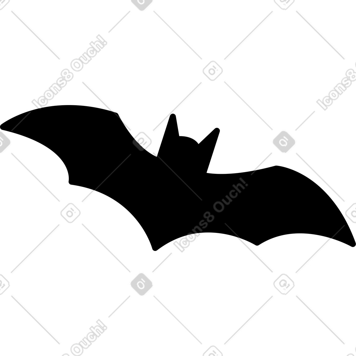 Ilustración Bat silhouette flying with outstretched wings and pointed ear shape en estilo Notion Line Art a descargar en PNG y SVG