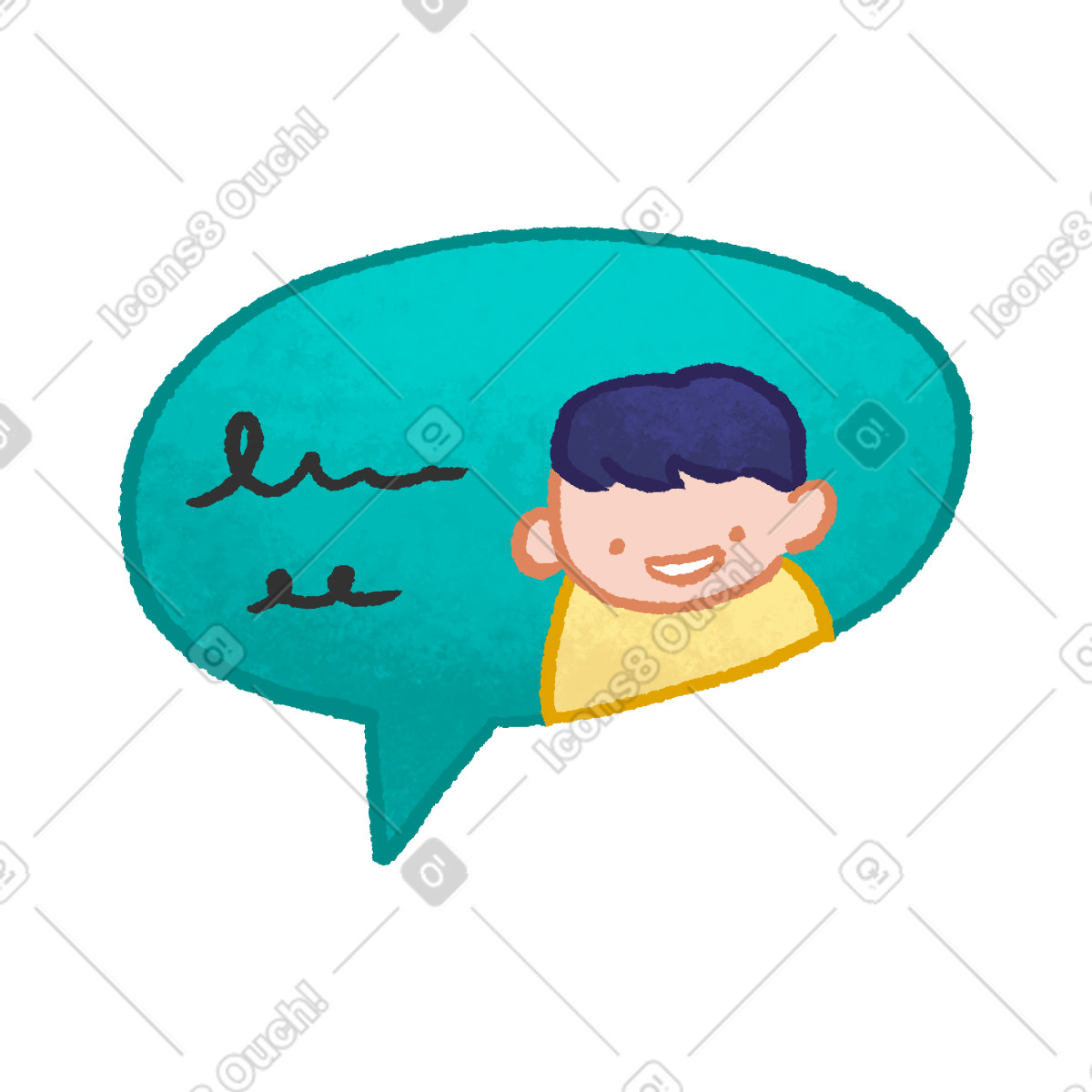 Hue 스타일의 Speech bubble with man and text 일러스트레이션 PNG, SVG 다운로드