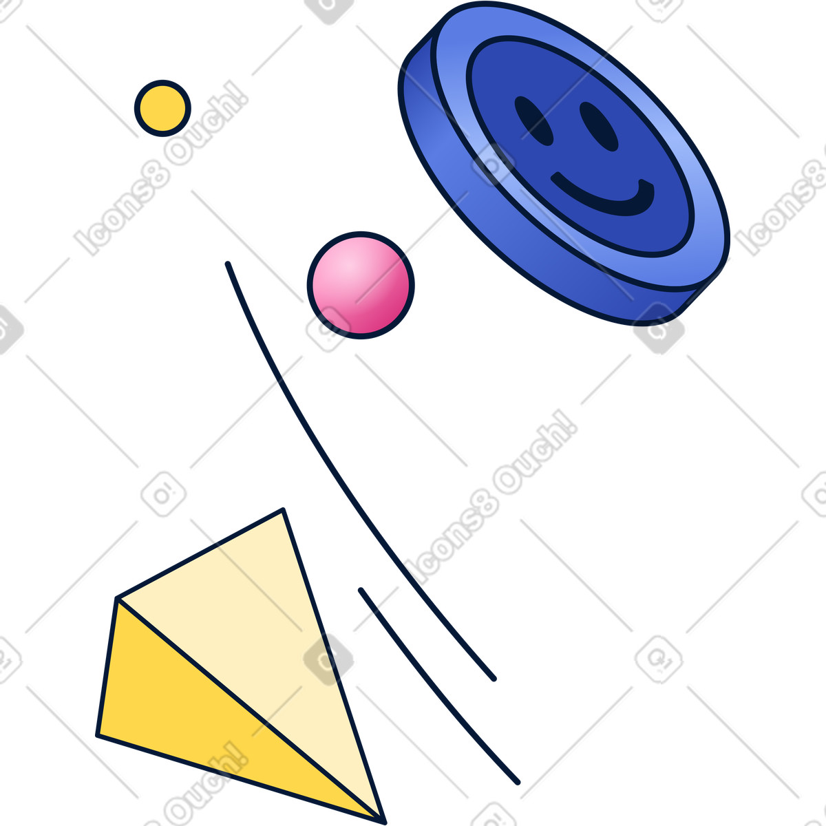 Forme e moneta sorridente illustrazione in stile Neat scarica in PNG, SVG