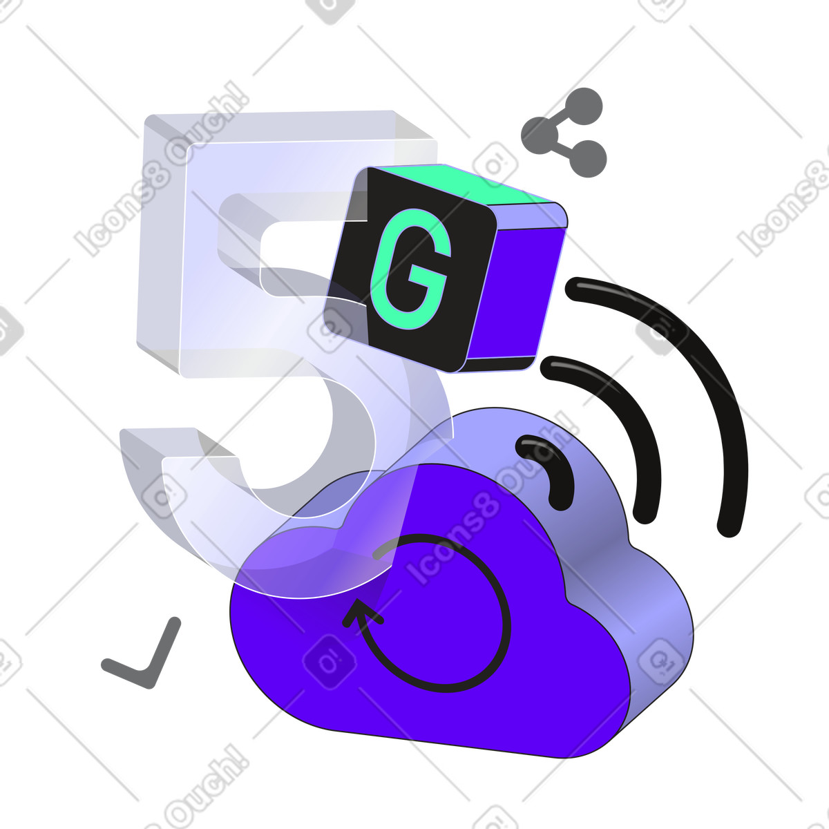 Incut スタイルの 5g ワイヤレス携帯電話技術とクラウド ストレージ のイラストをPNG、SVG形式でダウンロード