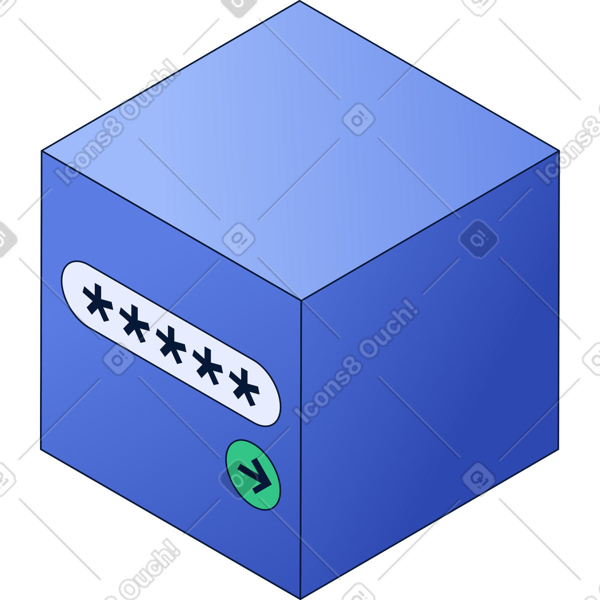 Illustration Cube avec mot de passe dans le style Neat à télécharger aux formats PNG, SVG