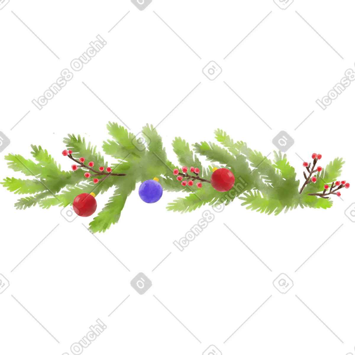 Jumble 스타일의 Christmas tree garland 일러스트레이션 PNG, SVG 다운로드