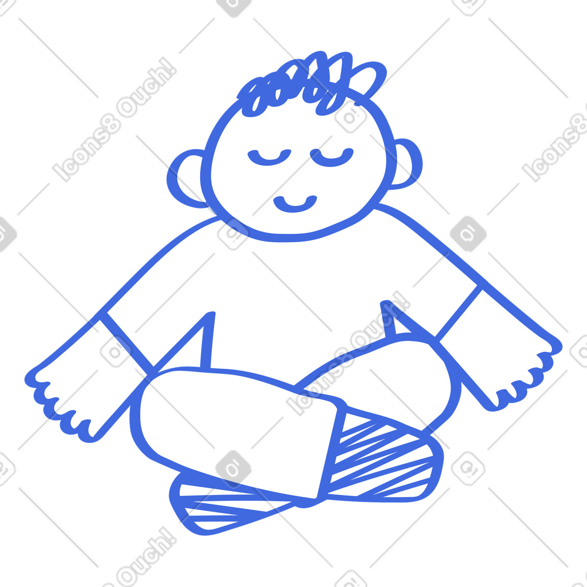 Ilustración Calm person meditating cross legged posture promoting peaceful mindfulness en estilo Ballpoint Pen a descargar en PNG y SVG