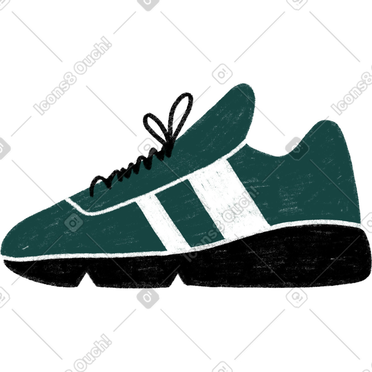 Illustration Dark green sneaker with white stripes dans le style Tutti à télécharger aux formats PNG, SVG