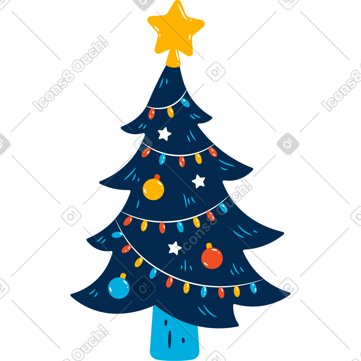 Flame スタイルの クリスマスツリー のイラストをPNG、SVG形式でダウンロード